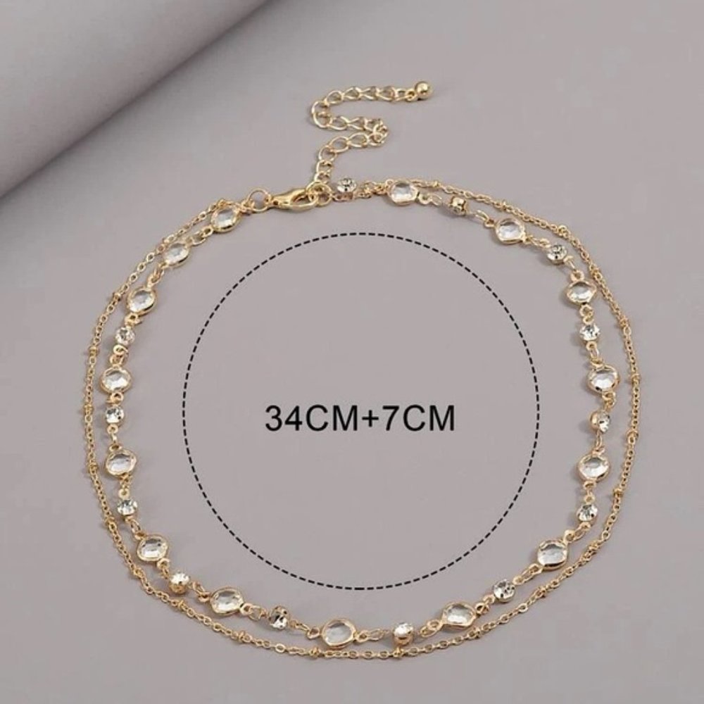 Transparent Rhinestones Layered Necklace - Picture 3 of 3